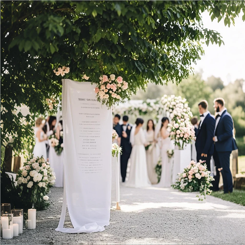Wedding Customization, Welcome Sign, Wedding Welcome Sign, Wedding Decoration Flags, Bride's Wedding, Outdoor Wedding, Wedding Sign Fabric, Wedding Sign, White, Event Decoration view 3