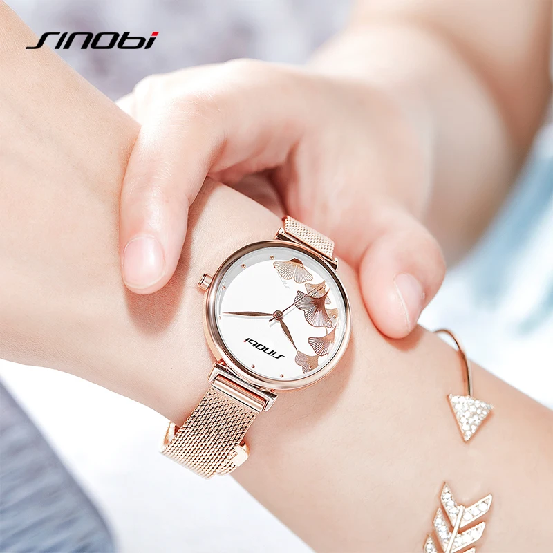 SINOBI Fashion Design Ladies Waterproof Watches Original Women\'s Quartz Wristwatches Top Brand Womans Gifts Clock SK Reloj Mujer