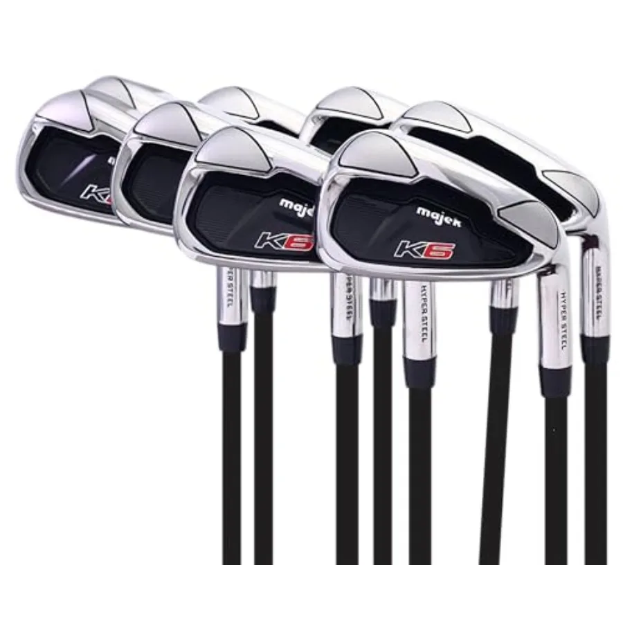 

Senior men's 8-piece iron set for golf application, graphite shafts, black color, lightweight senior flex for easy swing contro