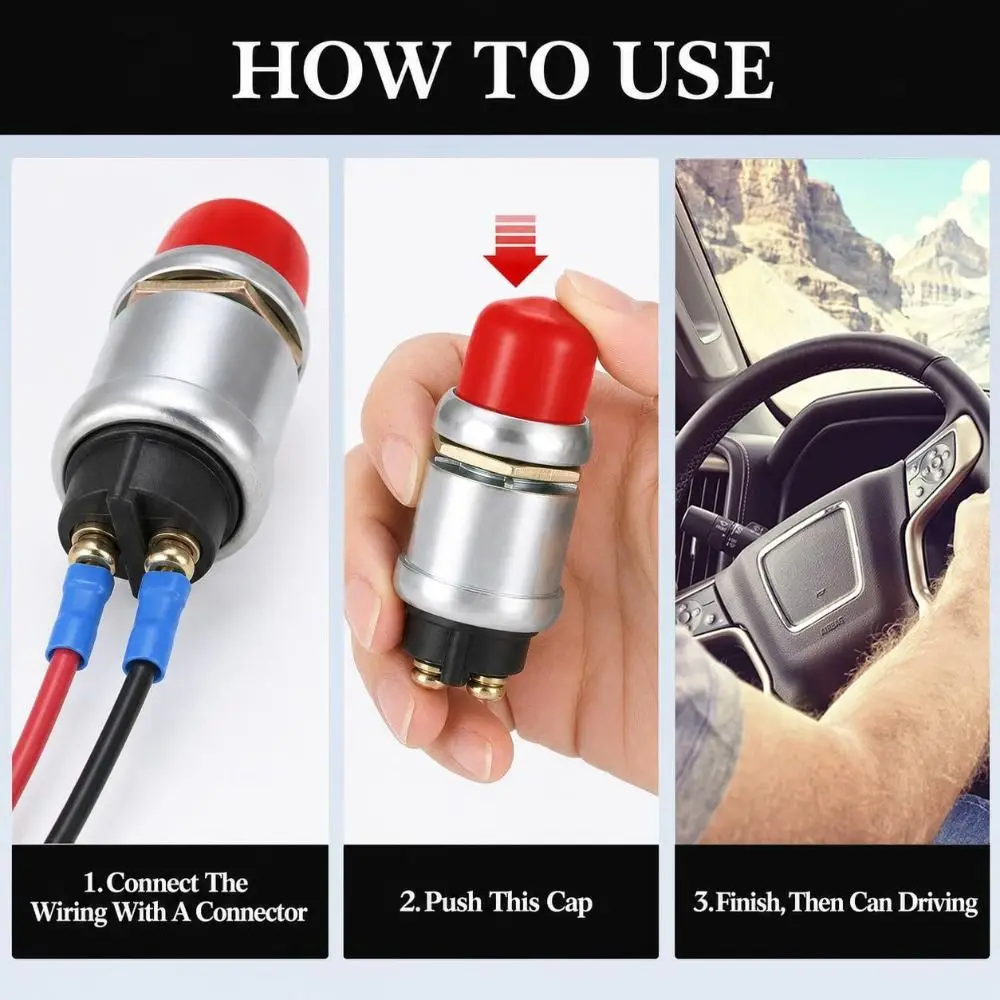 Reliable 50A 12V Push Button Switch ON-OFF Waterproof Start Button Switch Ignition Button