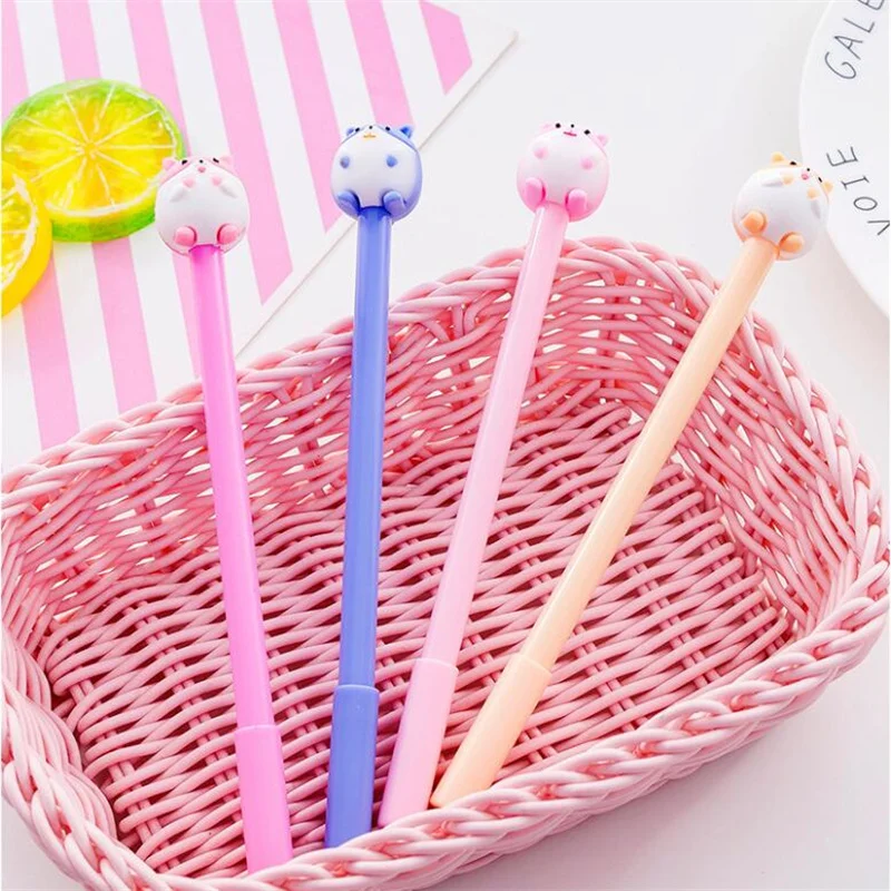 

60 pcs/lot Creative Hamster Gel Pen Cute 0.5MM Black Ink Signature Pen School Office Writing Supplies Promotional Gifts