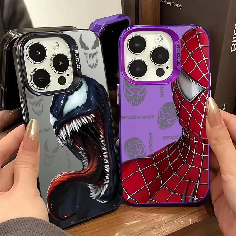 phone case for Apple iPhone 11 14 Pro Max 13 XR 12Pro XS 15 Plus Protective Sleeve TPU Cover fundas Marvel Spider-Man Cool Venom