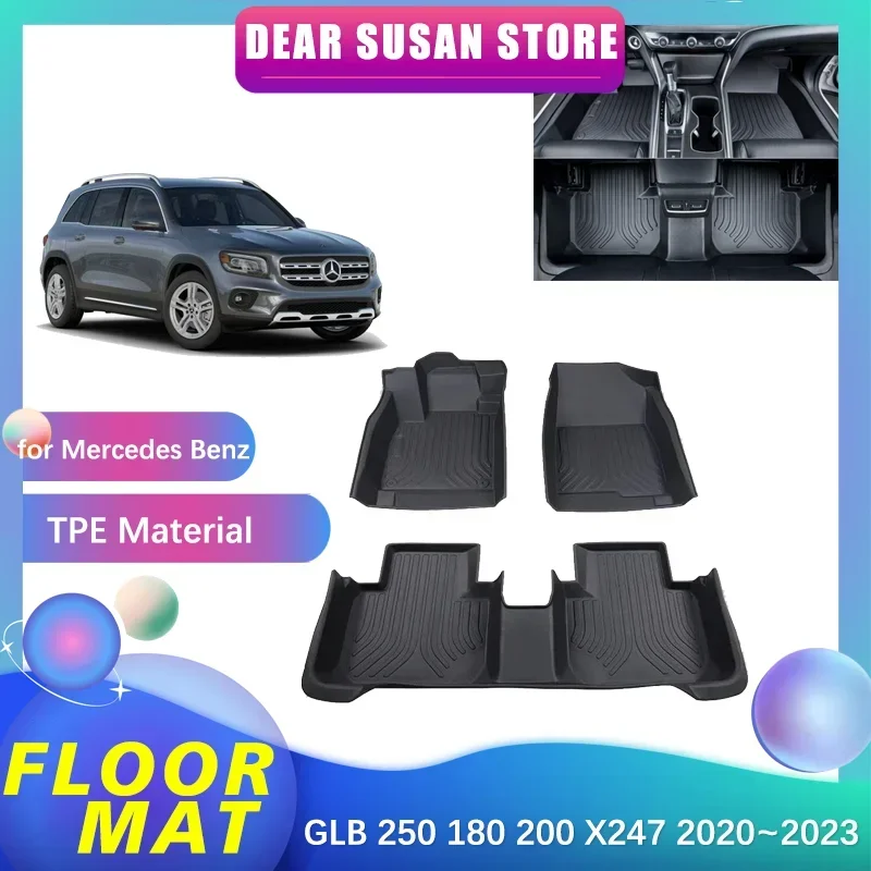 Car Rea Trunk Mat Special Floor Pad for Mercedes Benz GLB 250 180 200 X247 2020~2023 Liner Waterproof Cover Space Rug Accessorie