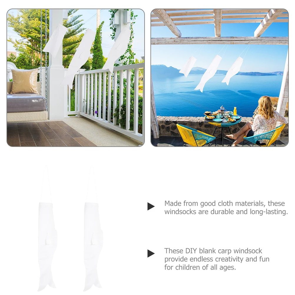 

2Pcs DIY Painting Carp Windsock Blank Streamers Hanging Decor for Garden Patio Outdoor Japanese Fish Windsock Hanging Decor