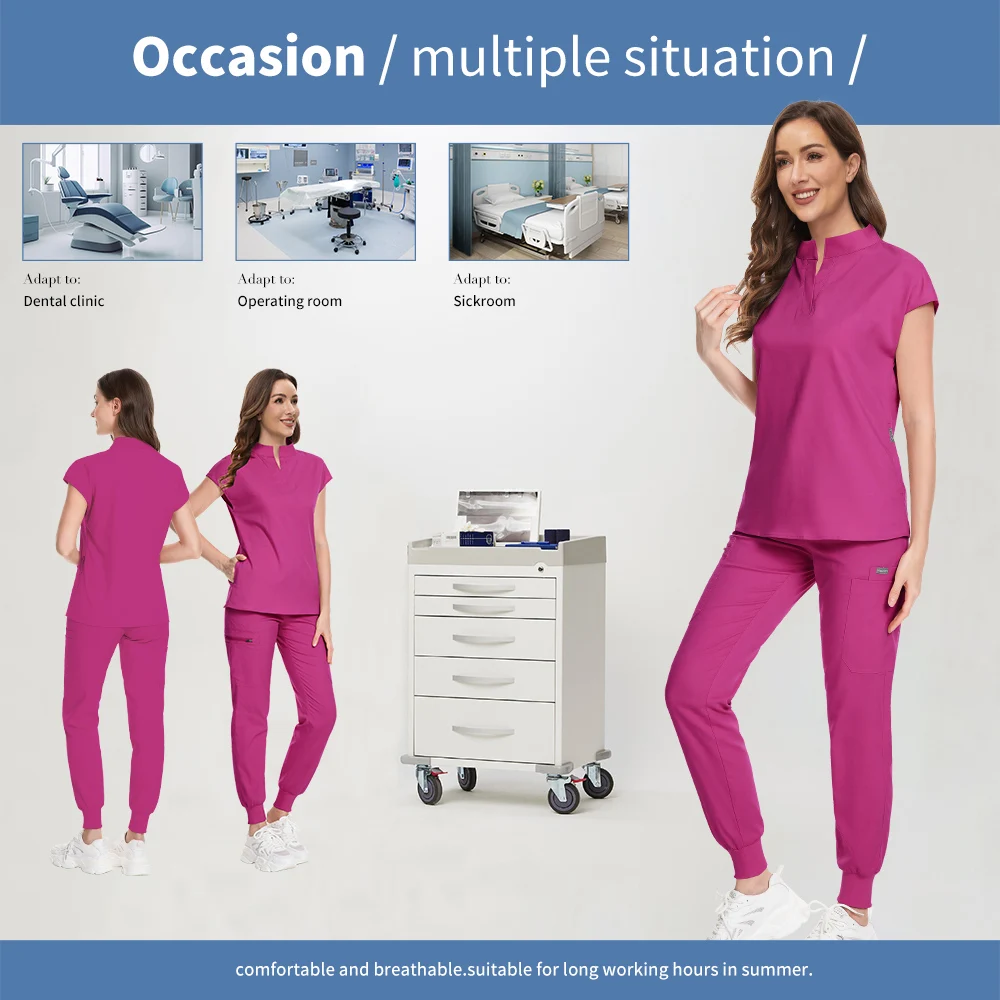 ทันตแพทย์ทํางานเสื้อผ้าผู้หญิงนุ่มทางการแพทย์สัตว์เลี้ยงโรงพยาบาล Workwear ศัลยกรรมชุดแพทย์เครื่องแต่งกายพยาบาลเครื่องแบบผ่าตัด