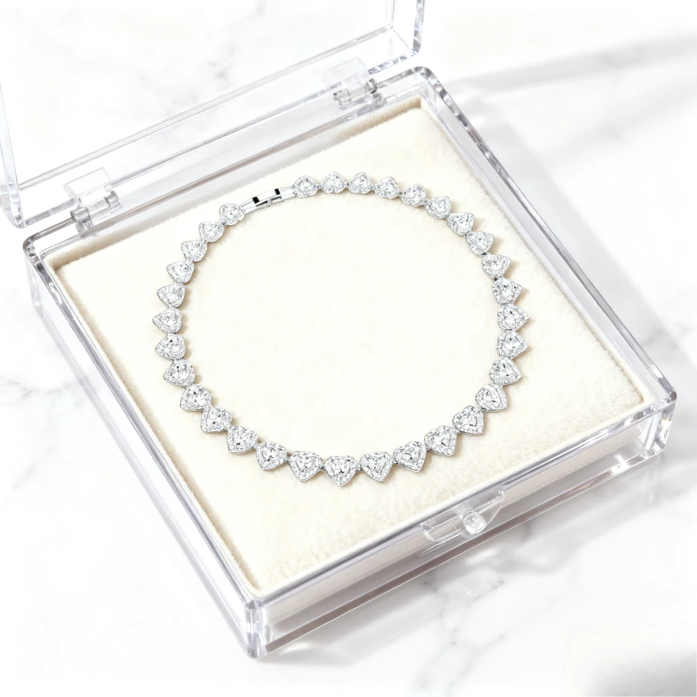 

2025 Trendy Jewelry Inlaid with chain-shaped heart-shaped zircon , love is an eternal declaration of layered starlight.