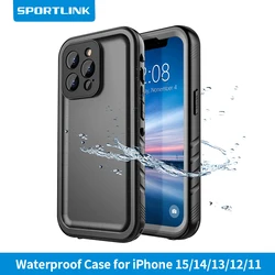SPORTLINK Waterproof Case For iPhone 14 11 12 13 15 16 Pro Max Swimming Diving Case With Strap Full-Body Screen Camera Protector