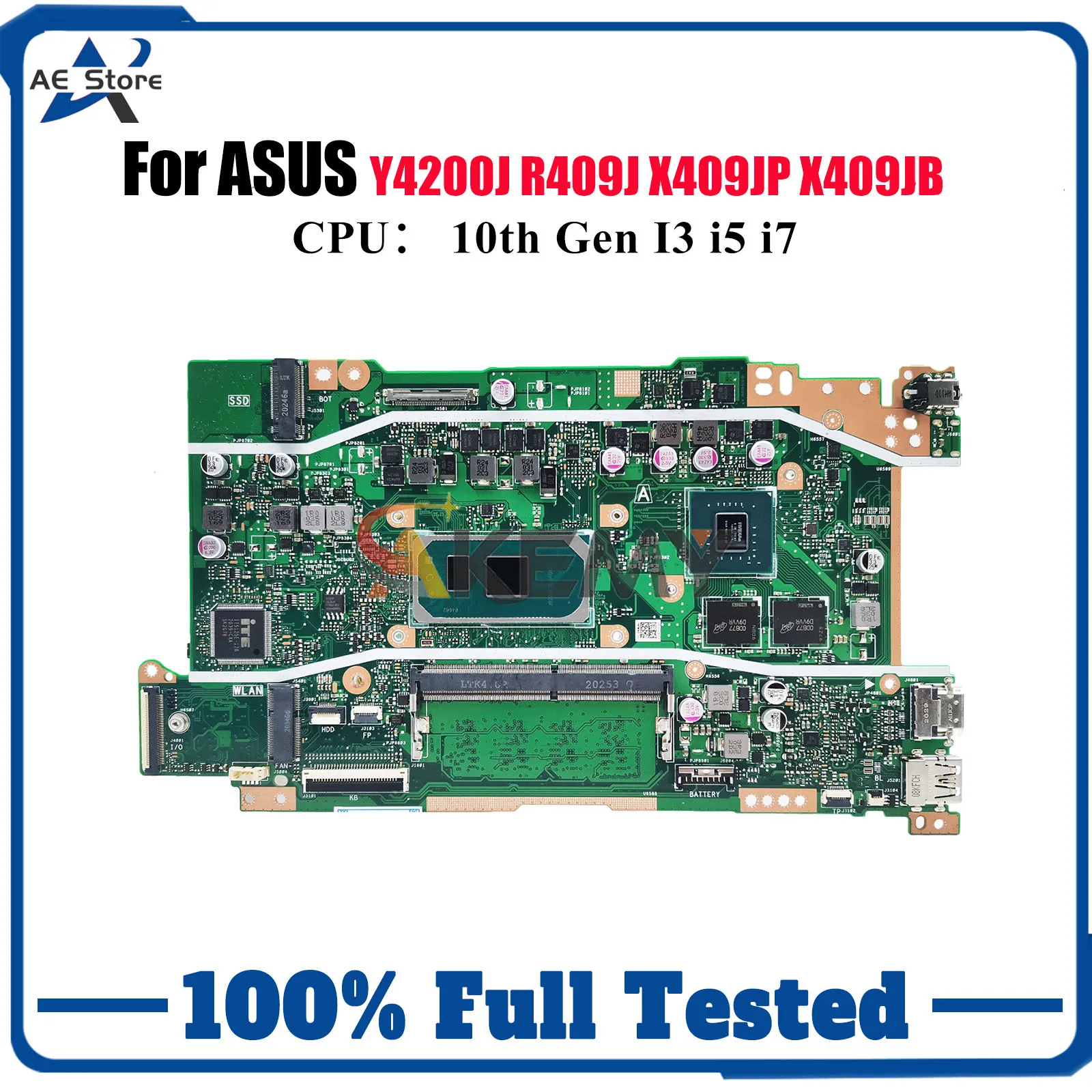 

X409JP Материнская плата для ноутбука ASUS X409JB Y4200J A409J P1510CJA F509J X409J F409J A509J X409JP R409J Материнская плата 10-го поколения I3 i5 i7