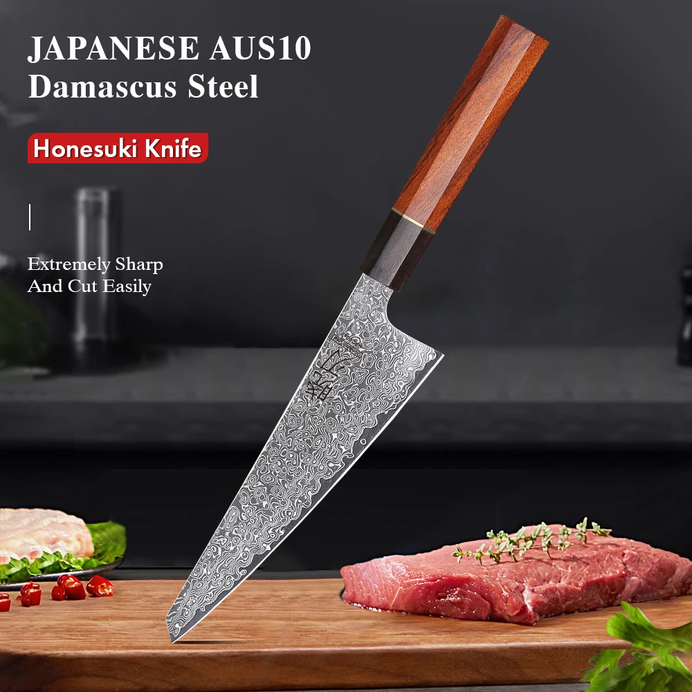 6-inch Honesuki Chef Knife Damascus Steel Professional Kitchen Knives Sharp Japanese Handmade Utility Fruit Boning Cooking Tools