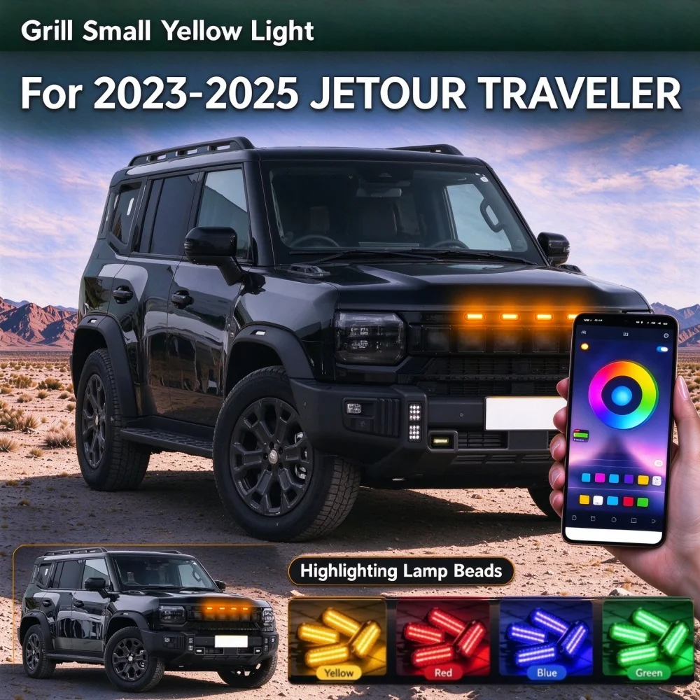 2023年～2025年式-jetour-traveler-4x用-ledフロントグリルライト。ピックアップトラック用オフロード車向け、12v。デイタイムランニングライト、ホイールアイブロウランプ。