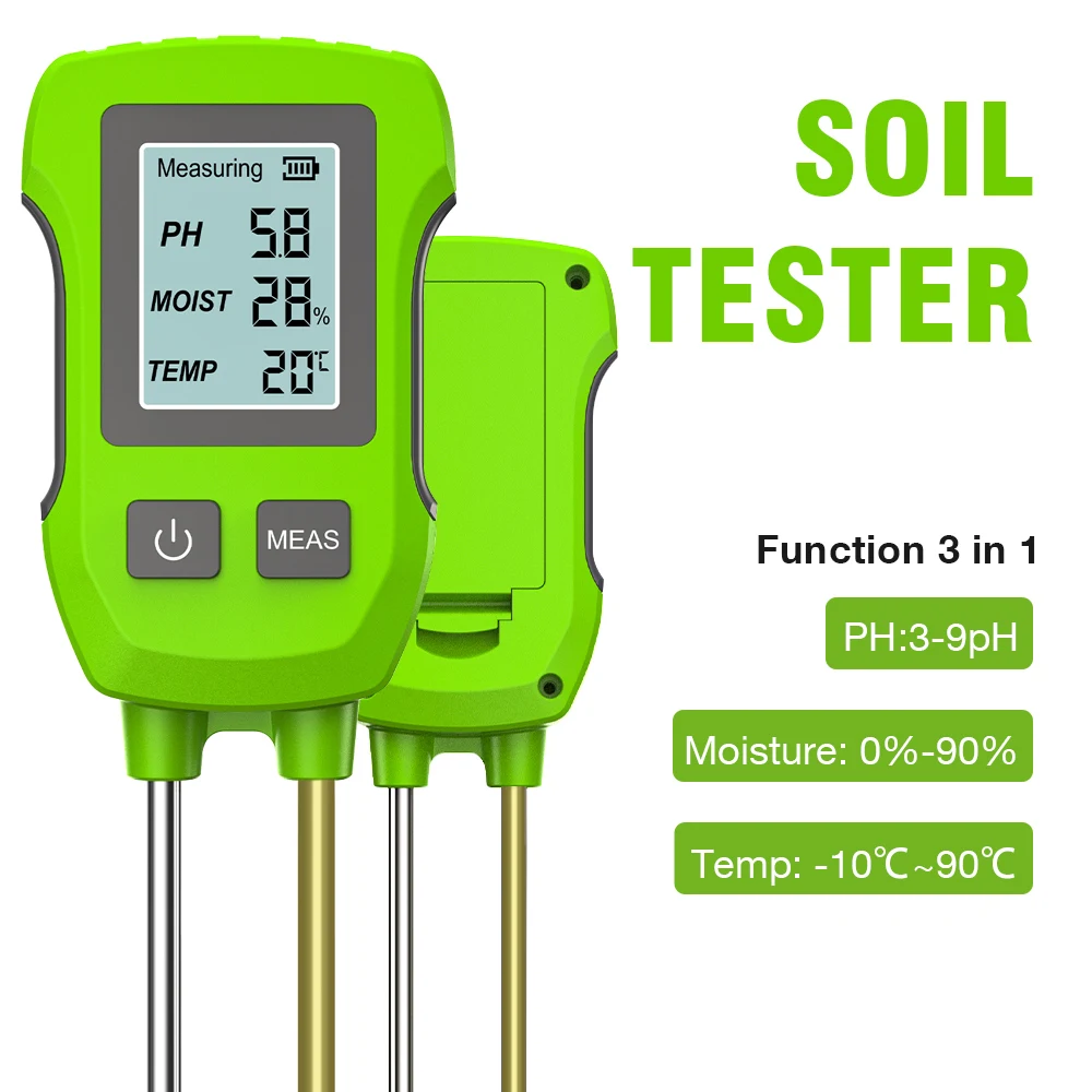

Multifunctional 3 in 1 Soil Meter Backlight Digital Soil Tester PH Moisture Temp Detector Plant Measuring Tool for Garden