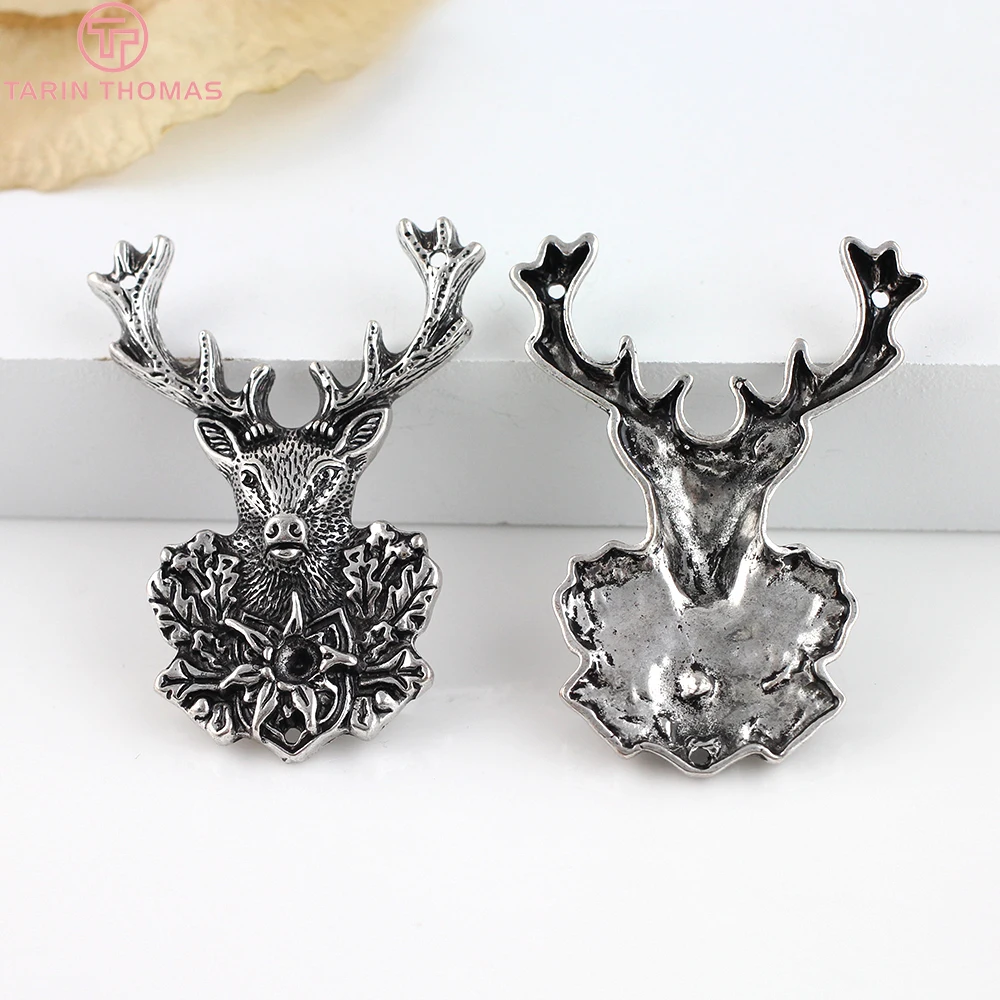 (3848)1 piece 51*38MM Antique Silver Color Plated Zinc Alloy Deer Pendants Diy Handmade Jewelry Findings Accessories Wholesale