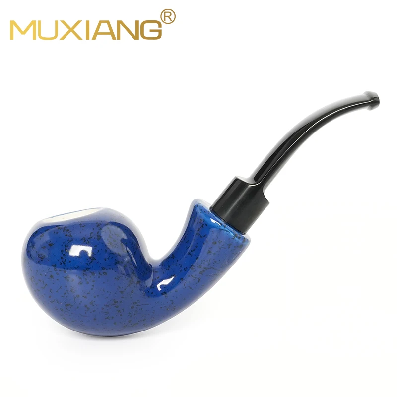 MUXIANG Handmade Tobacco Pipe Apple Ceramic Bowl Acrylic Stem 9mm Filter Father's Day Gift For Collectors
