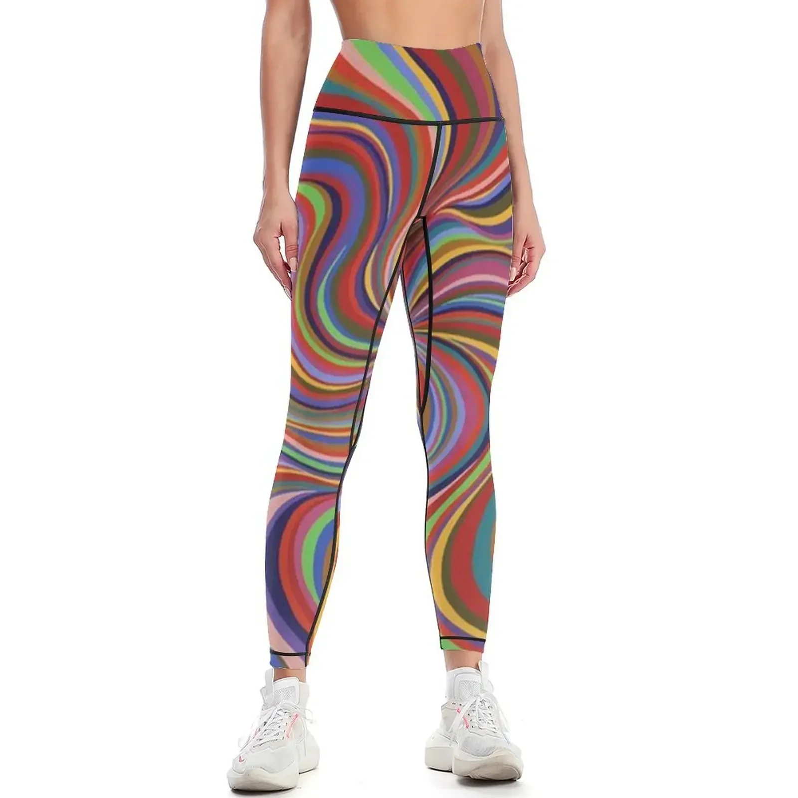 

Retro Swirl Leggings Women's sports Fitness woman Women's tights Leginsy push up Womens Leggings