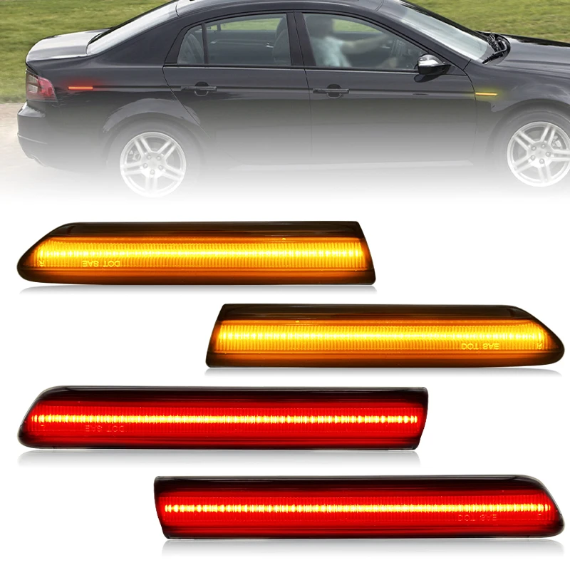 

Для Acura TL 2004-2008 дымчатые линзы, светодиодный боковой габаритный фонарь, янтарный передний красный задний боковой отражатель крыла