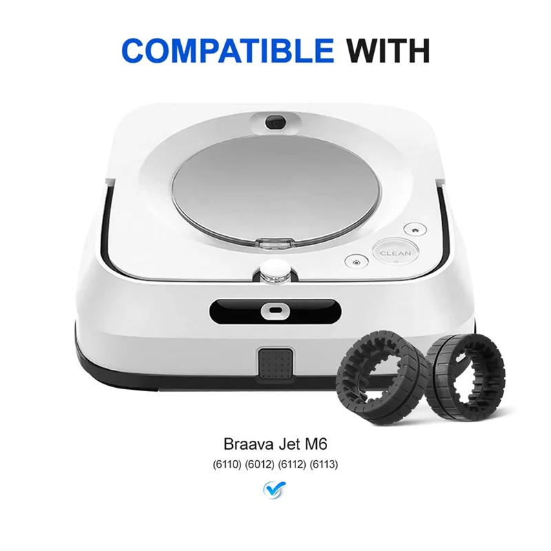 Pneus de roda pretos a61i para irobot braava jet m6 (6110) (6012) (6112) (6113) esfregão robô final