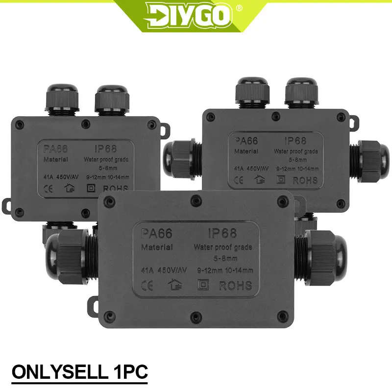 DIY GO Waterproof Junction Box IP68 2/3/4/5/6 Way Outdoor Rain Proof, Can Soak in Water LED Electrical Protection Junction Box