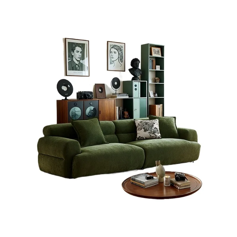 

Fully removable and washable French retro chenille dark green velvet sofa living room straight row