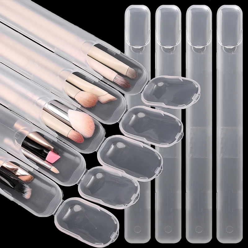 2/10pcs Portable Makeup Brush Organizer Makeup Brushes Storage Box with Cover Transparent Eyebrow Pencil Cases Accessories