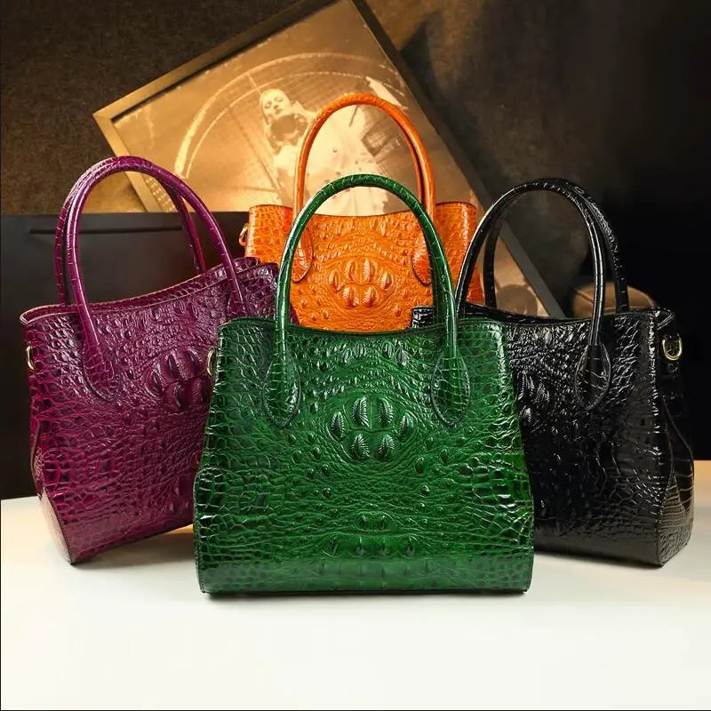 

New Leather crocodile pattern women's bag - High-end bag for women, large capacity garden bag, new style luxury shoulder bag