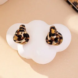 Stud Earrings For Women Leopard Print Spiral Retro Geometric Ear Accessories Holiday Party Gift OL Fashion Jewelry BE554