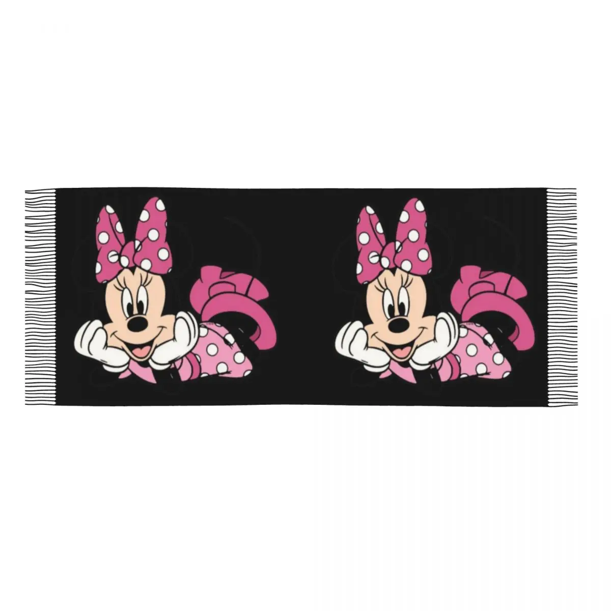 Custom Mickey Mouse Minnie Tassel Scarf Women Soft Disney Cartoon Shawl Wrap Lady Winter Fall Scarves