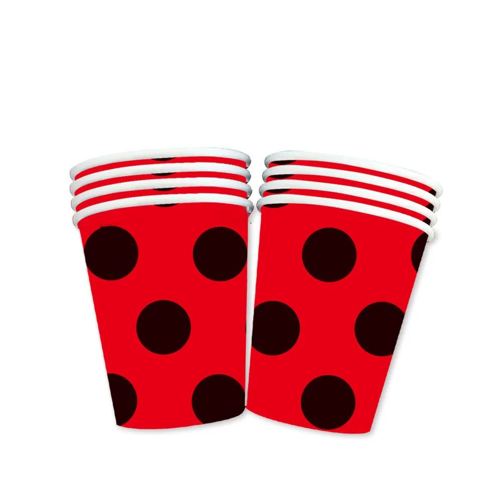 Ladybug Theme Birthday Party Decorations Disposable Tableware Set Paper Plates Napkins Cups