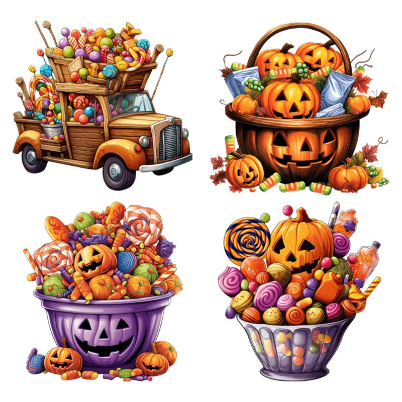 

autumn Halloween pumpkin Patches Stickers Heat Transfer iron on transfer for clothing Iron On Patches Iron On Patches For