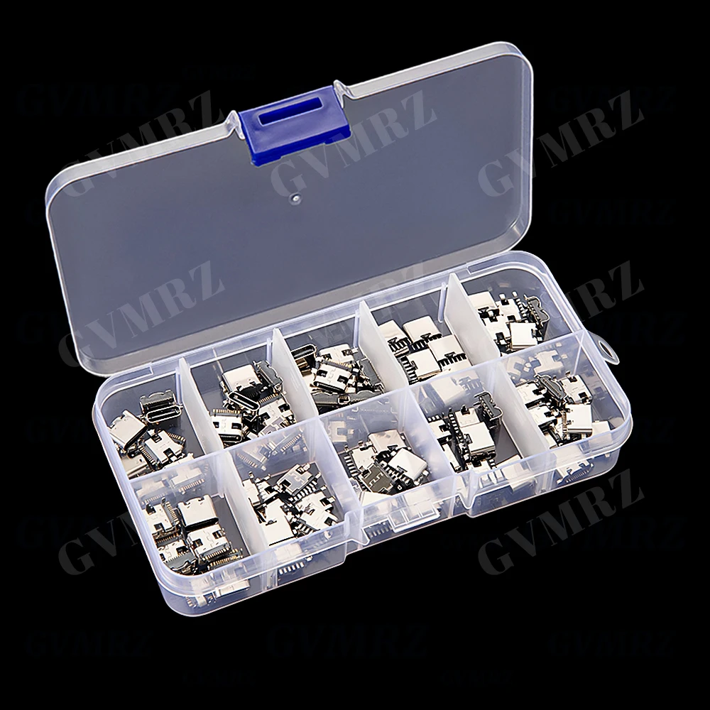 100Pcs Type C USB Charging Jack Welding Connectors USB-C Socket For Mobile Phone PCB DIY Repair Kits USB-C