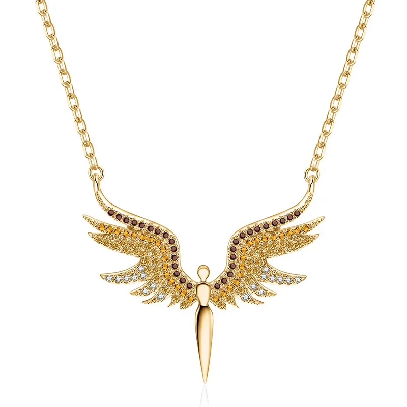 Простое и модное ожерелье с крыльями ангела, женское ожерелье с подвеской на ключице с микроинкрустацией крыльями