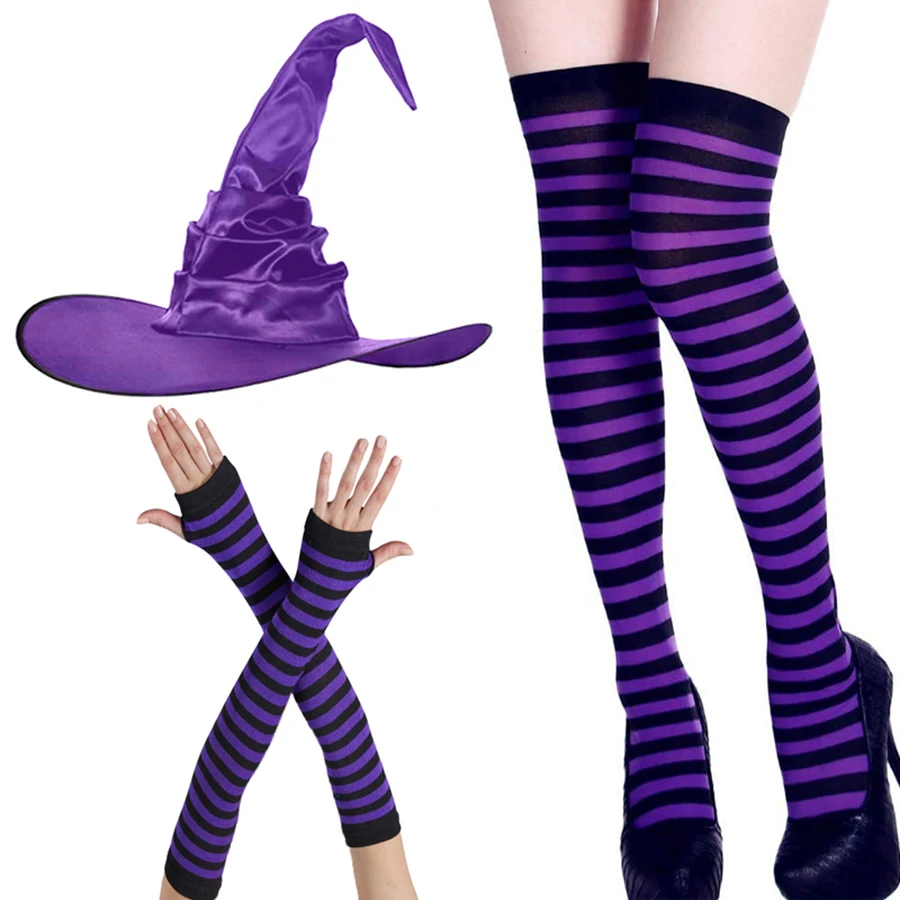 1 Set Overknee-Regenbogen-Strümpfe und Handschuhe Set Cosplay-Zubehör Arm- und Beinwärmer für Mädchen – Detail 14