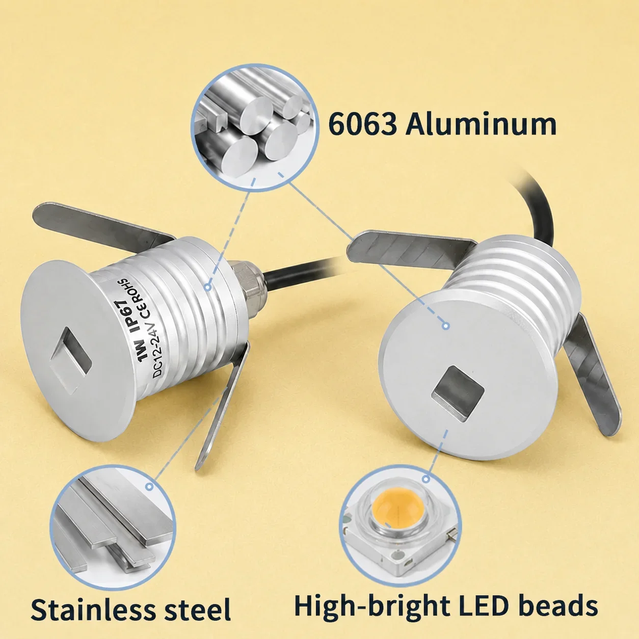 1W 12-24V Low voltage Led lights lamp Morden IP67 Waterproof Outdoor wall light High quality Camping and Yard Garden lights
