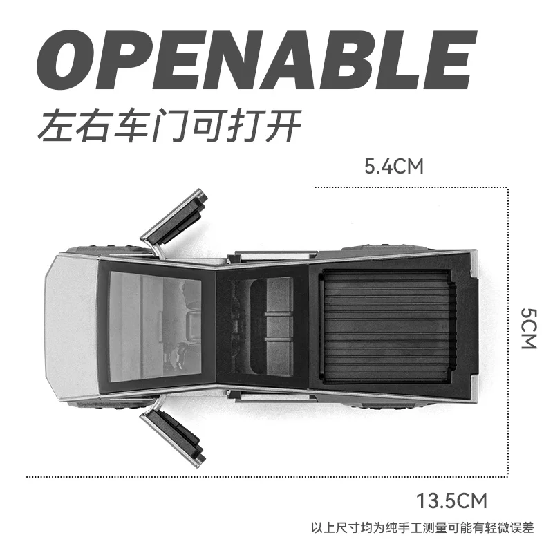 Jiaye 1:36 camioneta Tesla modelo de coche de aleación sonido y luz puerta trasera juguetes para niños adorno de colección de coches