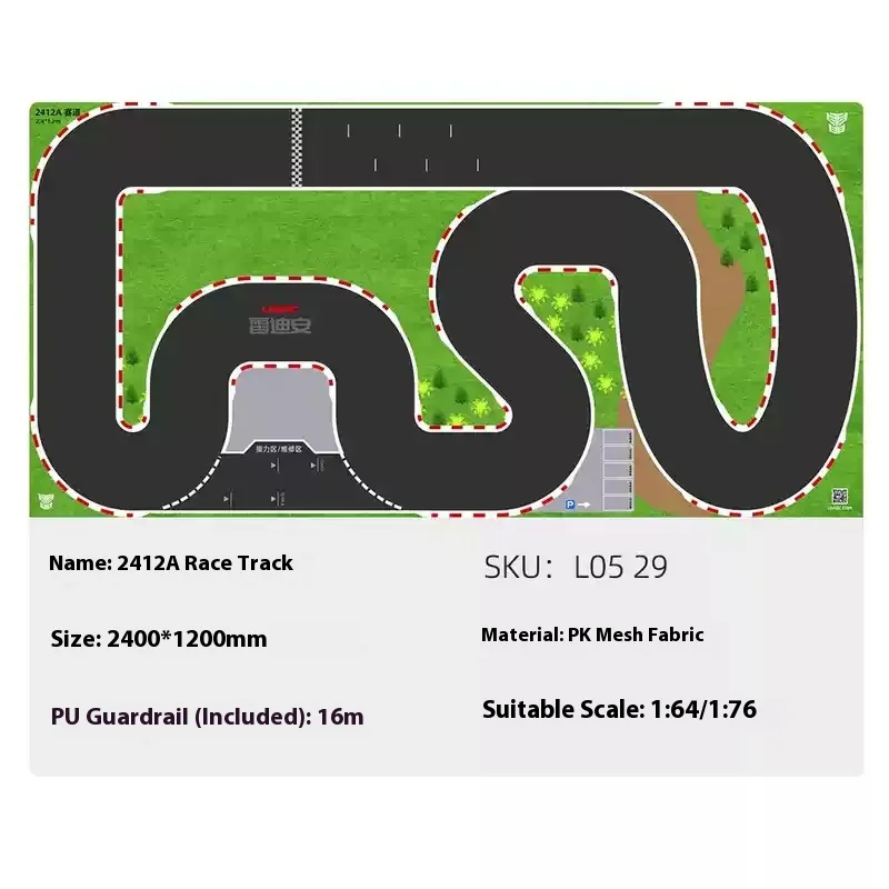 Ldarc Rc V64 1:76 240*120 سنتيمتر التحكم عن بعد سيارة المسار المشهد المسار الوسادة الاسمنت الرصيف عزل الرصيف حقيبة يد إيفا سياج 1:64 فان
