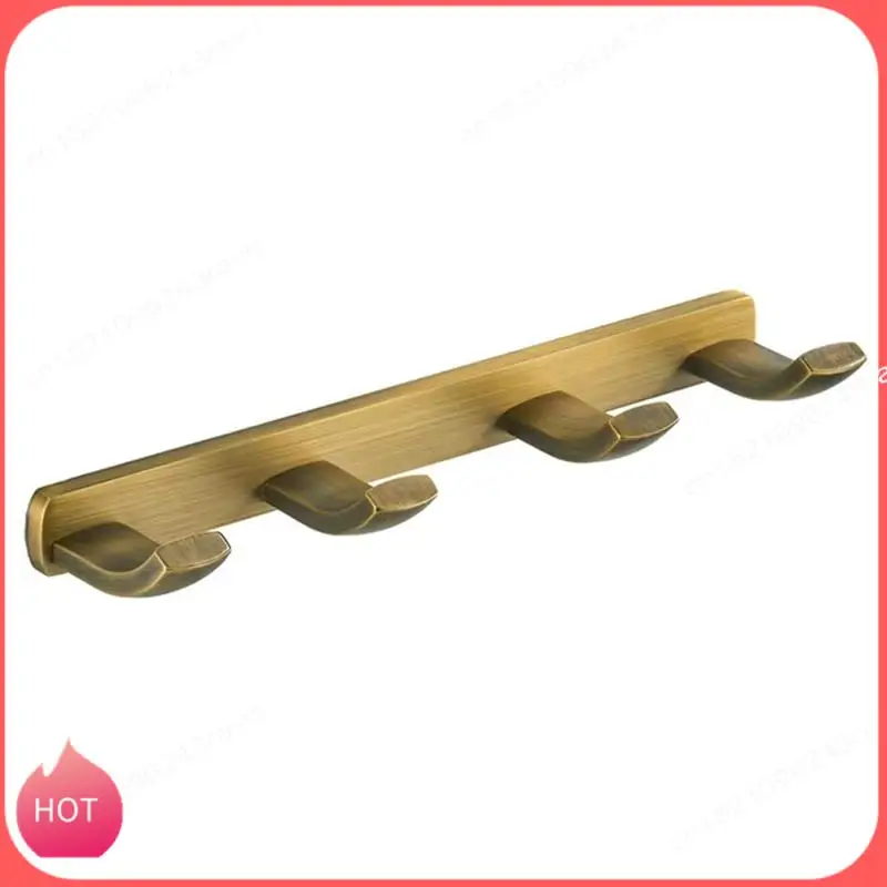HOT-Bathroom Bronze Shelf Aluminum Alloy Shelves With Hooks Shampoo Holder Kitchen Storage Rack Key Hooks Gang Hook