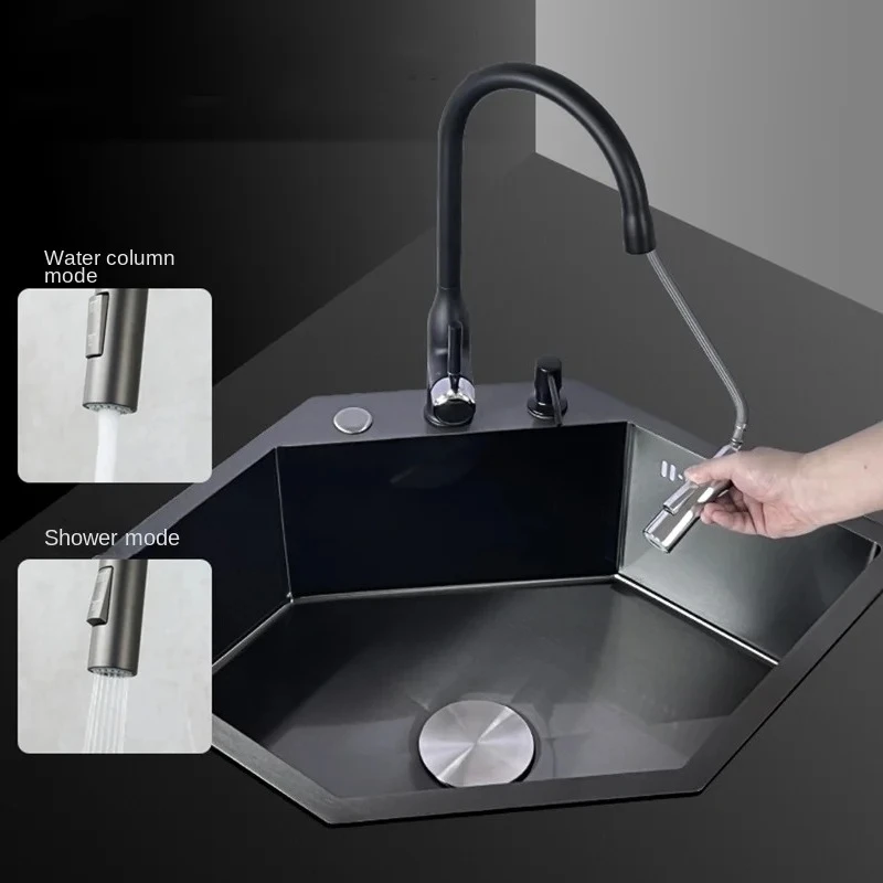 

Home Large Single SlotN Diamond Shaped Kitchen Sinks Stainless Steel Kitchen Accessories Creative Corner Dish Drainer Washbasin