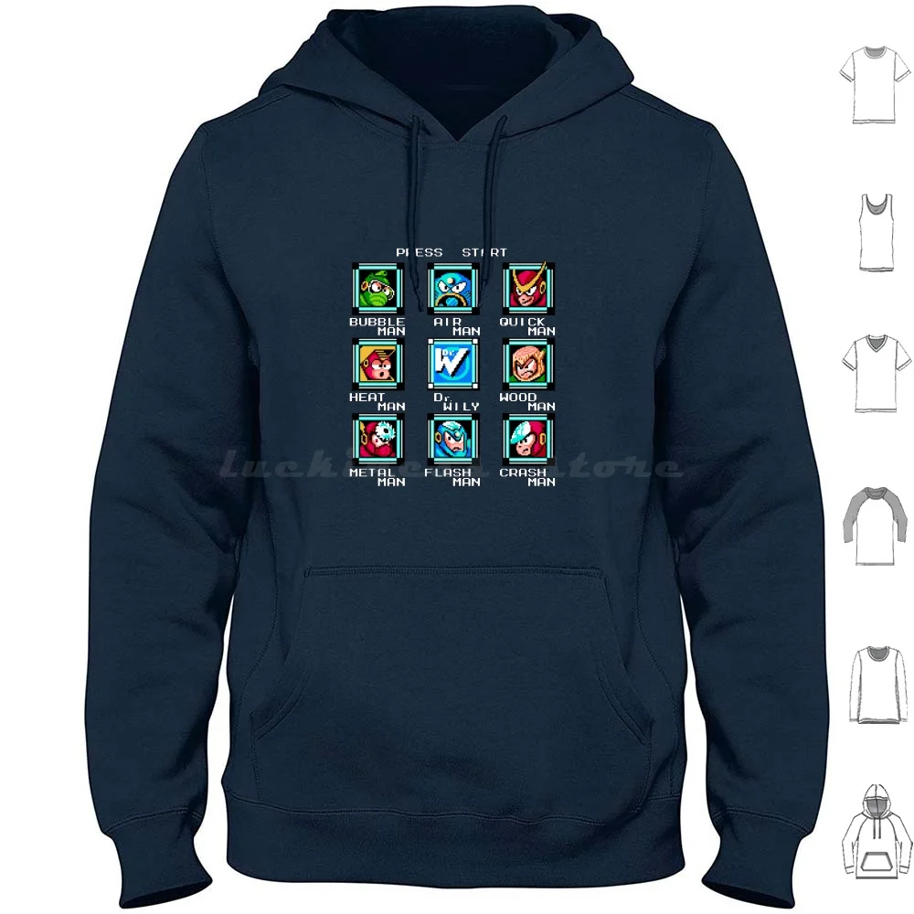 Megaman 2 Stage Select Hoodies Long Sleeve Megaman 2 Stage Select Megaman 2 Rockman 2 Rockman Megaman Mega Man Megaman