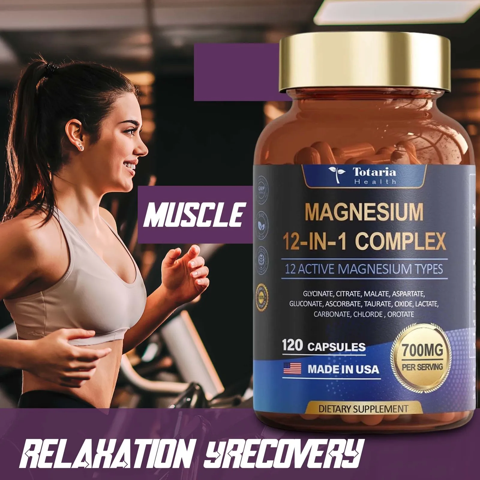 Magnesium 12 in 1 Complex 700mg - Glycinate Citrate Malate Taurate, Nervous System Support
