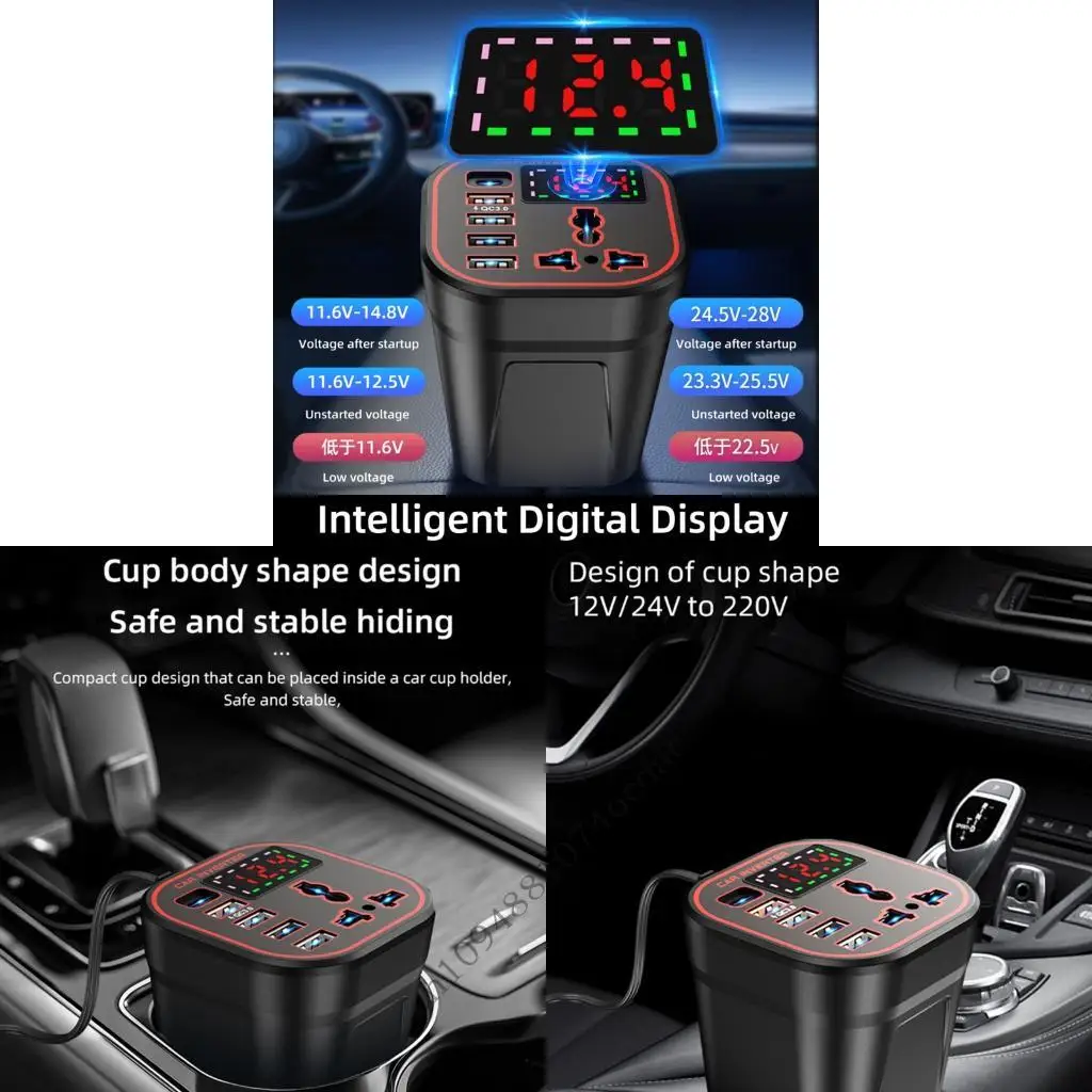 Compact Efficient 200W Vehicle Inverter From 12V 24V To 220V With Overload And Short Circuit For Travel Use
