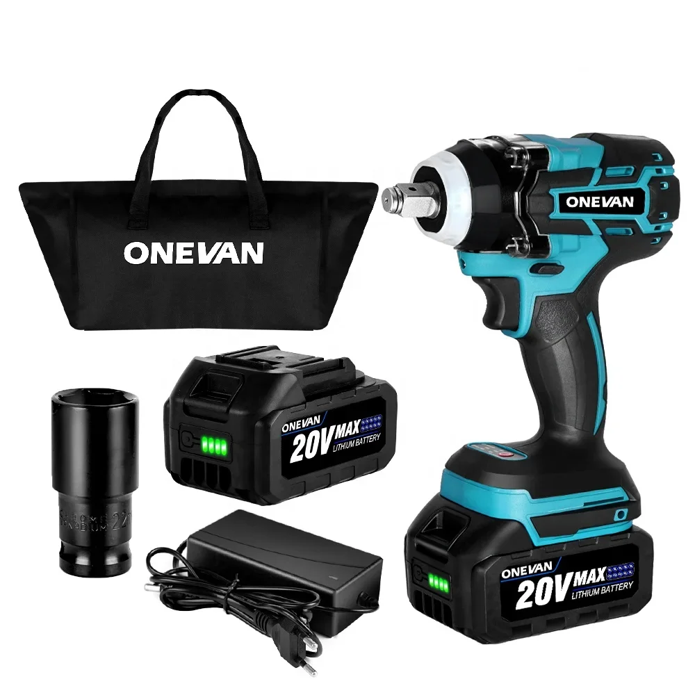 520N.m Brushless Electric Impact Wrench 2 Square Cordless Wrench 2Pcs Li-ion Battery Power Tool for Makita Battery