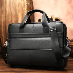 Soft Cow Leather Laptop Briefcase Men Male Genuine Leather Business Bag Briefcases For Doctor Layer Teacher for 14 15 inch PC