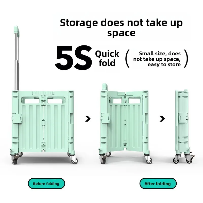 Portable Folding Shopping Cart for Supermarket Camping Trolley for Grocery Shopping Universal Wheels Made Handle Small Cart