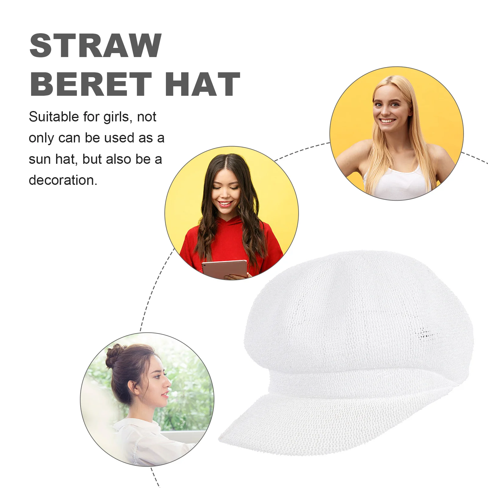 

1Pcs Women Straw Sun Hat Breathable Woven Adjustable Lightweight Summer Sun Protection Beach Cap Outdoor Sunscreen