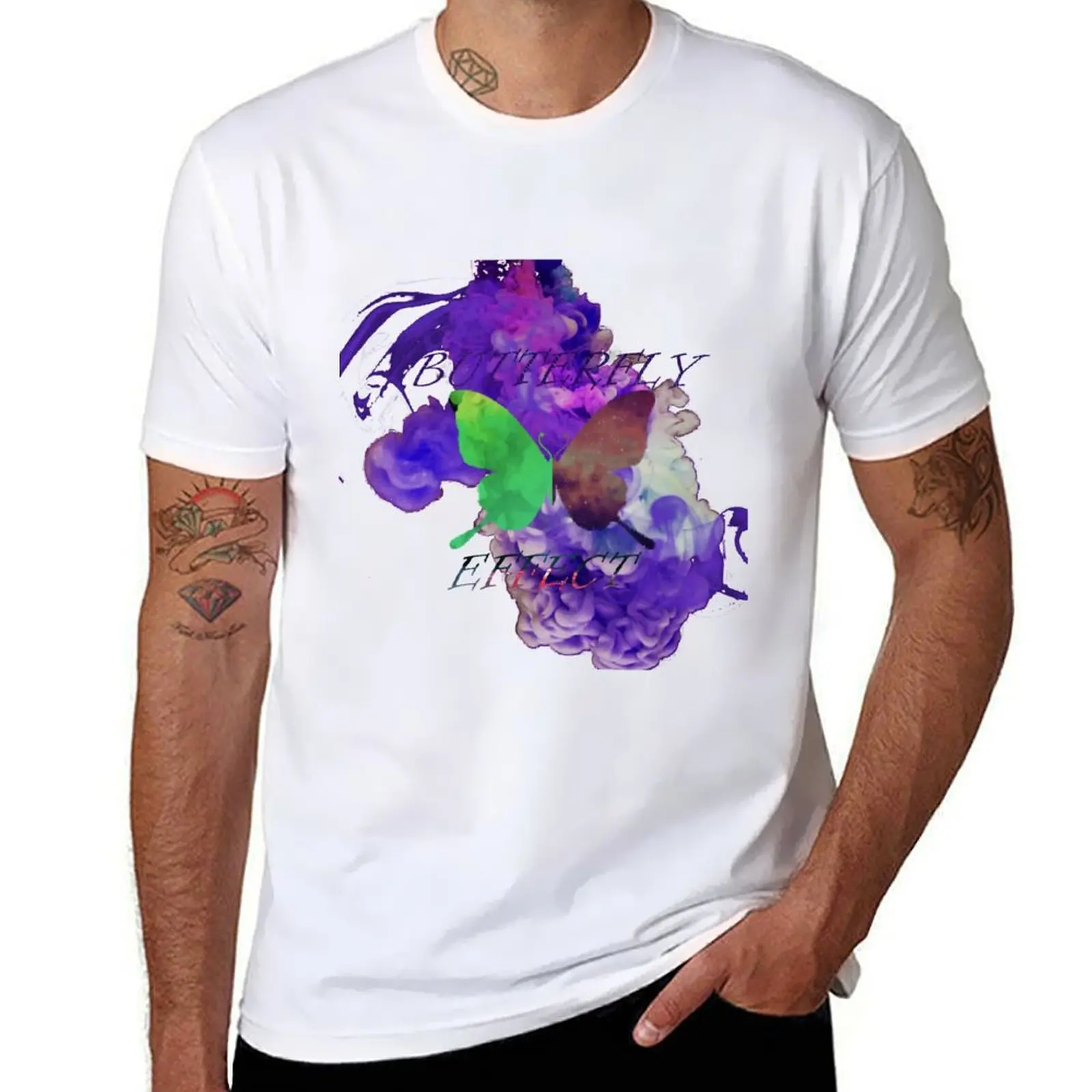 

man men EFFECT BUTTERFLY cotton t shirt 100% summer shirt t T-Shirt