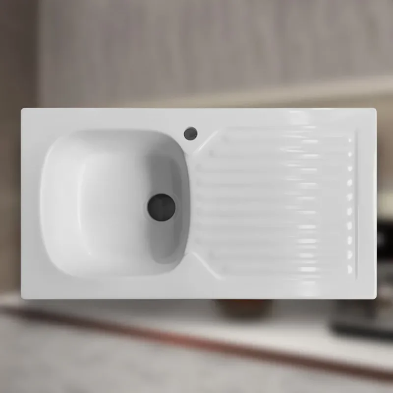White Acrylic Kitchen Sink Artificial Stone Integrated Seamless Undermount Basin for Bathroom Vegetable Washing