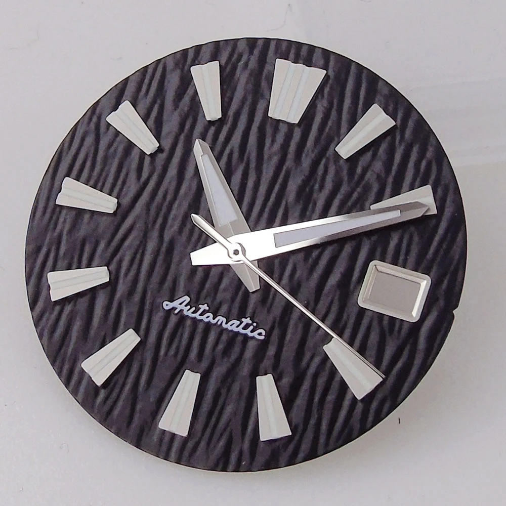 Taucher uhr Teile steril 29mm Zifferblatt Zifferblatt für nh35 nh36 Uhrwerk grün leuchtend steril Silber Rand Hand Datums fenster