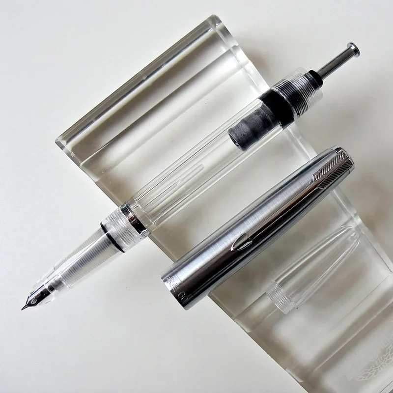 Pióro wieczne Wingsung 601 z tłokowym mechanizmem, irydowa stalówka EF/F, stalowa nakładka, pióro na tusz z żywicy Vacumatic, artykuły szkolne i biurowe. — zdjęcie produktu 6