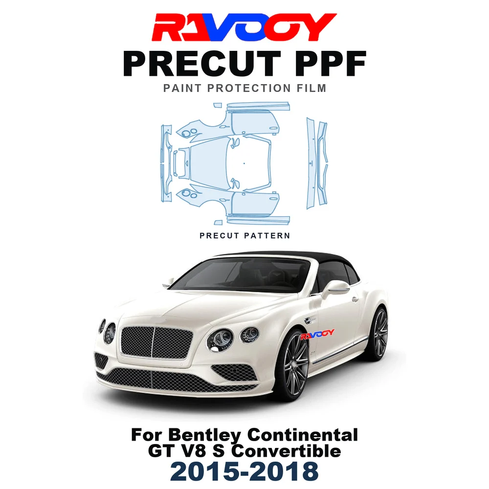 Precut PPF For Bentley Continental GT V8 S Convertible 2015-2018 8.5mil TPU Paint Protection Film Hood Bonnet Bumper Headlight