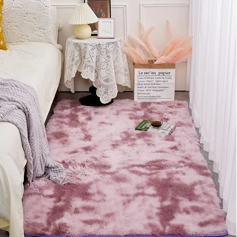 Luxurious green carpet bedroom full of Nordic ins living room coffee table bedside girl room plush floor mat