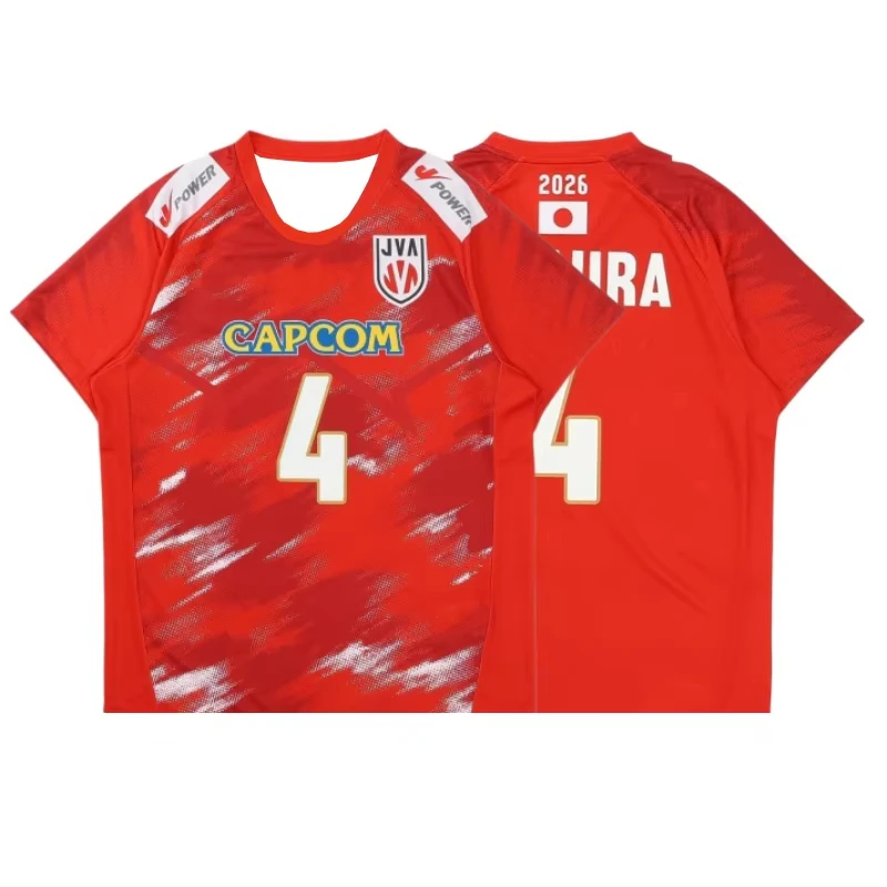 New Japan Volleyball Jersey No.12 Print Short Sleeve Quick Dry Athletic T-shirt Volleyball Fan Sport Training Casual Street Top